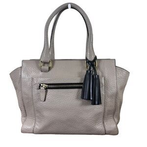 Coach Pebble Leather Satchel in Taupe and Black